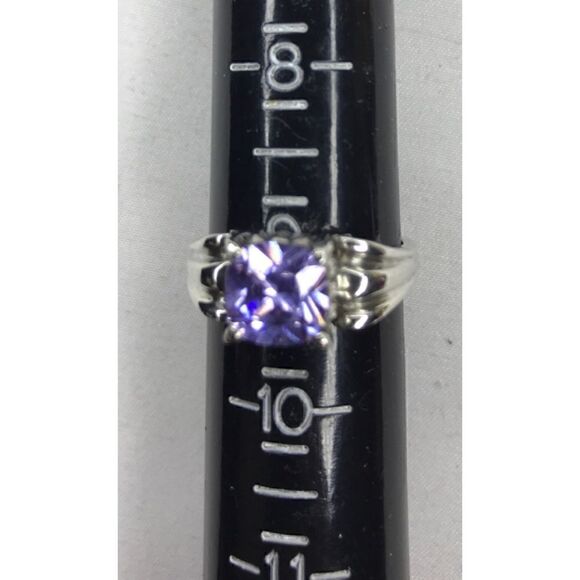 Art Deco Style 925 Purple Stone Ring Size 9 - Picture 4 of 14